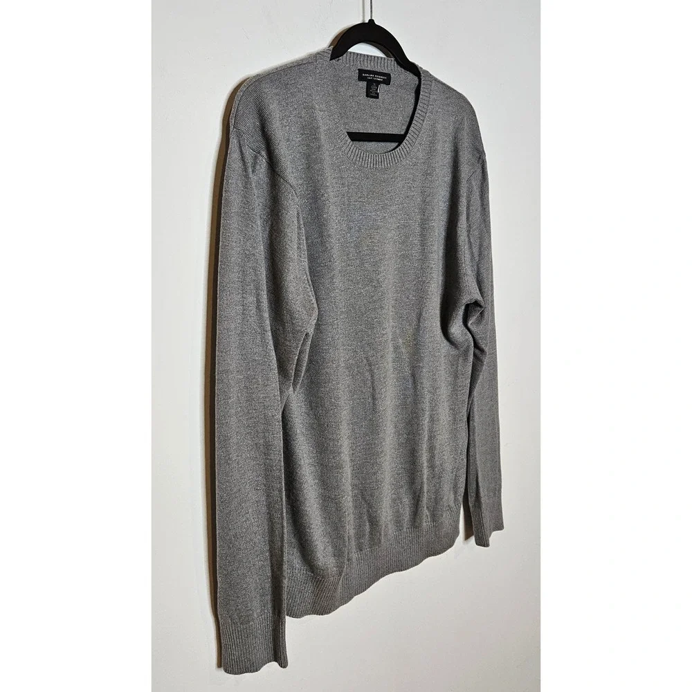 Banana Republic Silk Cashmere Gray Sweater Mens XL Long Sleeve Knit Quiet Luxury